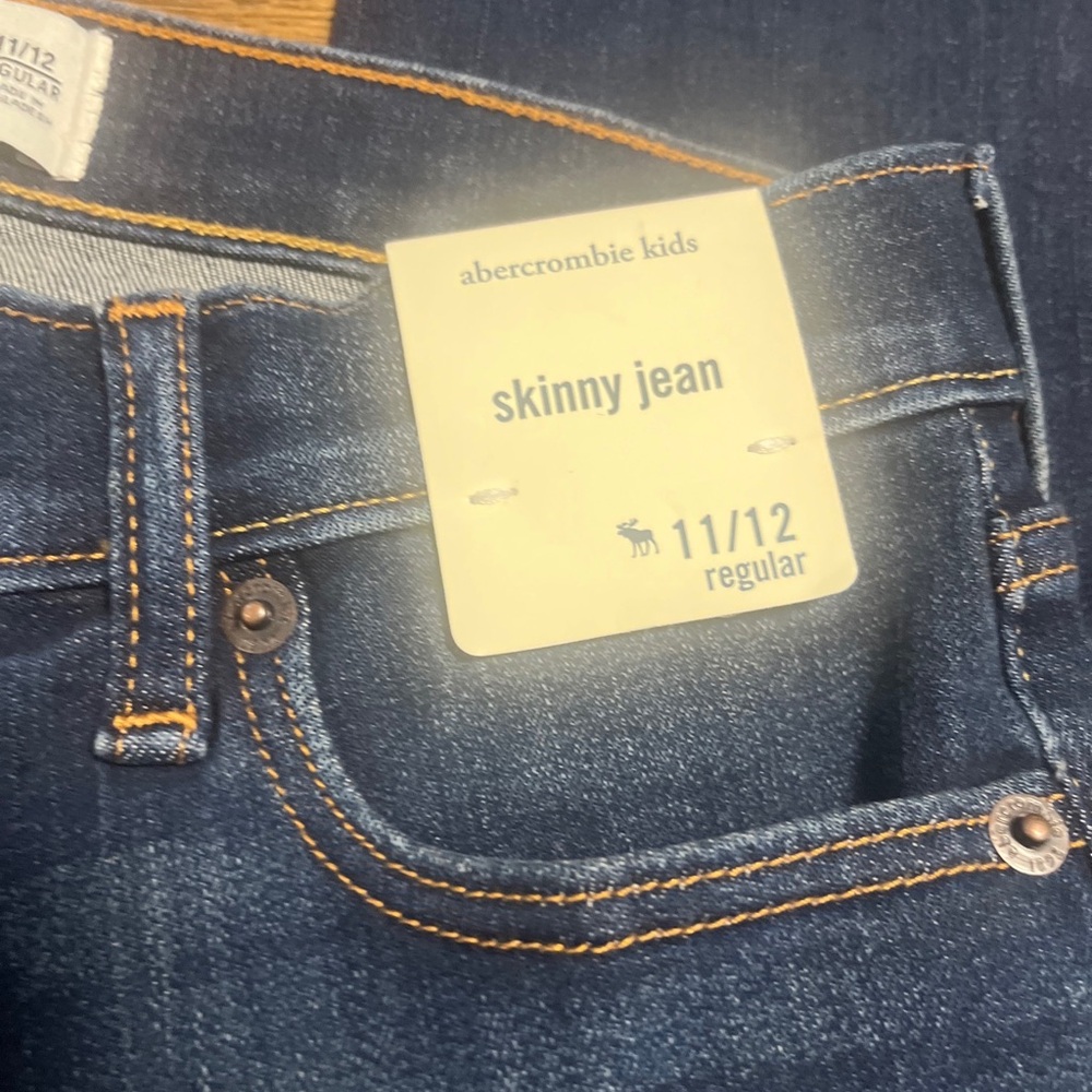 Abercrombie & Fitch Jeans Size 11/12 Regular Kids High Rise Skinny Blue New - Picture 4 of 15